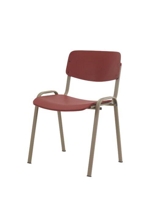 Chaise empilable multi-usages SUZY - neuf - assise et dossier en polypropylène - piétement en époxy grainé - coloris taupe, noir, bordeaux_0