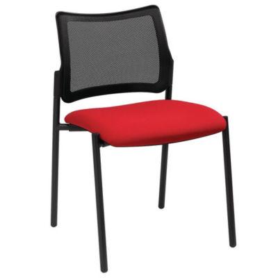 Chaise visiteur BILBAO Maille filet Noir / Tissu Rouge_0