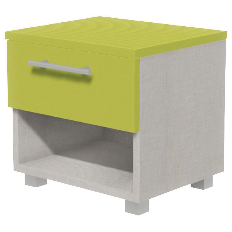 CHEVET IDENTITÉ 1 TIROIR+1 NICHE HAUT.45 CM ARGENT/VERT - MANUTAN COLLECTIVITÉS