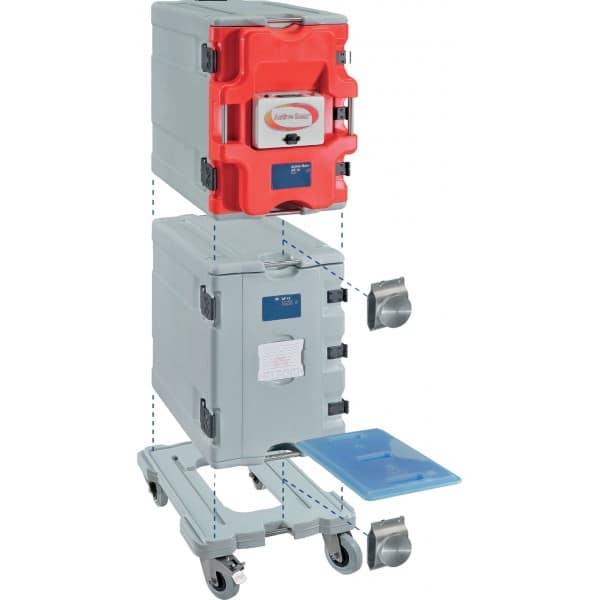 Coffre isotherme alimentaire avec porte chauffante - 2 conteneurs AF12 et 1 chariot - maintien thermique à 75°C_0