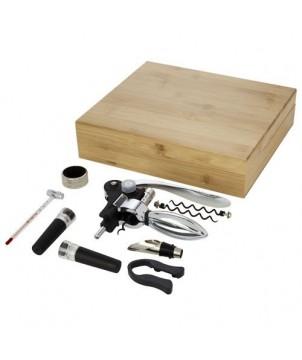COFFRET À VIN 9 PIÈCES MALBICK - ARGENTÉ - ACCESSOIRES POUR VIN ET SPIRITUEUX PUBLICITAIRES