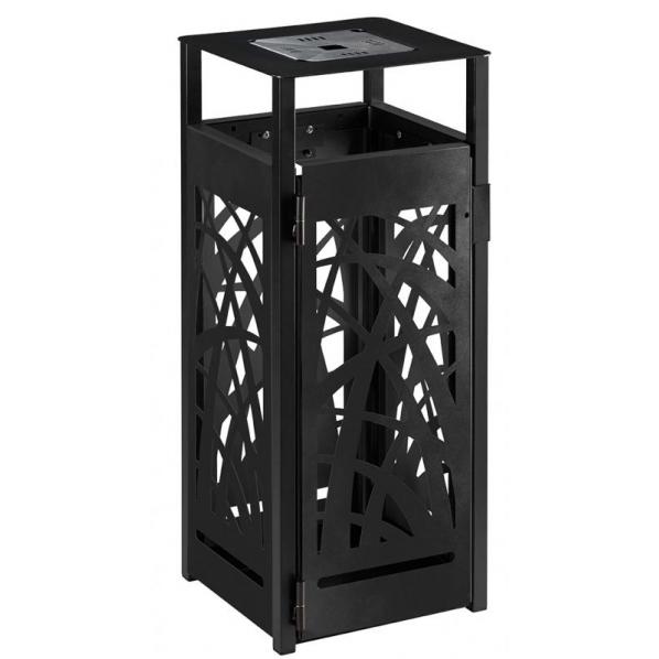 Corbeille anti-nuisibles 110 litres avec cendrier - CYBEL Anthracite mat - acier anti-corrosion et anti-UV_0