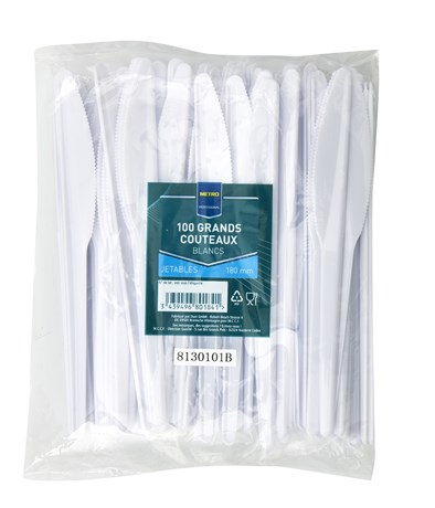 COUTEAU JETABLE SOLIA BLANC 18 CM (VENDU PAR 100)