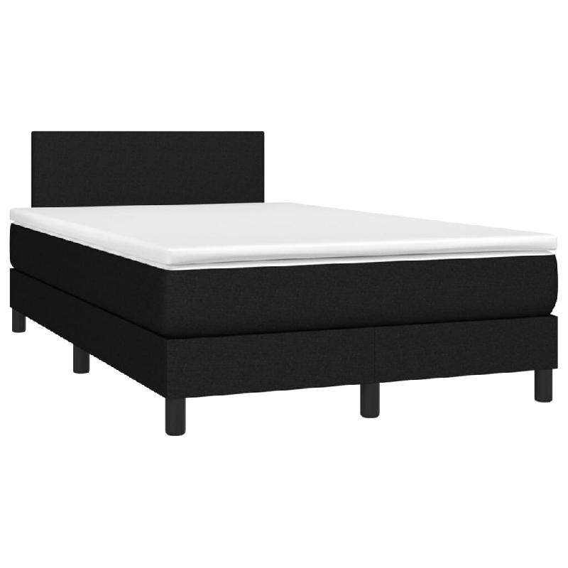 Décoshop26 - Cadre de lit LED avec sommier tête de lit matelas 120 x 200 cm tissu noir TDL0209295 - noir 3001710347765_0