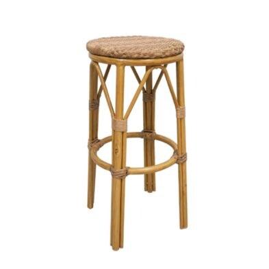 Emh Tabouret de bar professionnel Tammy empilable – aluminium effet bois et rotin synthétique – usage intérieur/extérieur - TAMMYTABOBAR_0