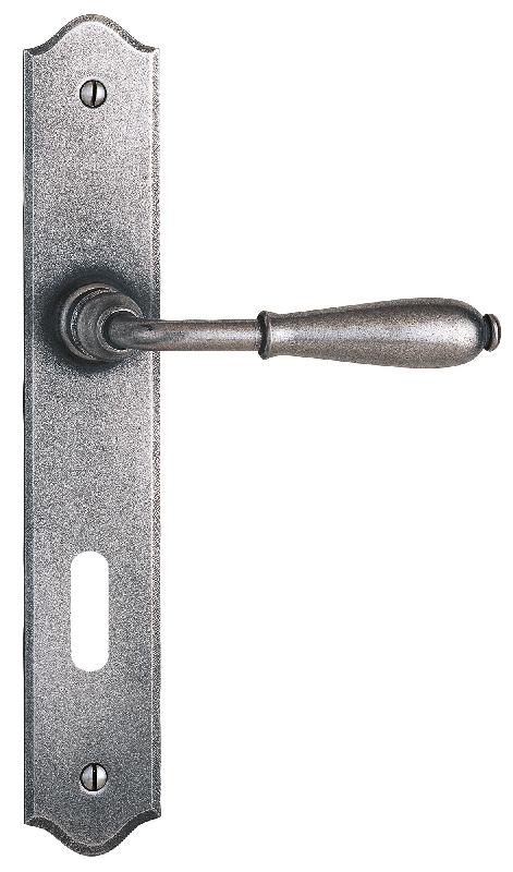 ENSEMBLE DOUBLE BÉQUILLE SUR PLAQUE NEVERS FER CÉMENTÉ CLÉ L - BOUVET - ES69LA6832