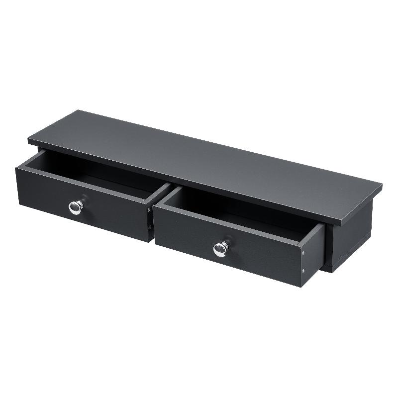 Étagère murale stylée - 2 tiroirs - meuble de rangement MDF 60 cm gris foncé - réf. 03_0005193_0