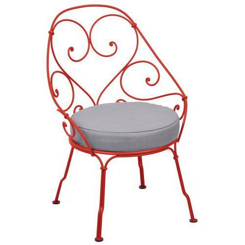 FAUTEUIL CABRIOLET 1900 CAPUCINE COUSSIN GRIS FLANELLE - FERMOB
