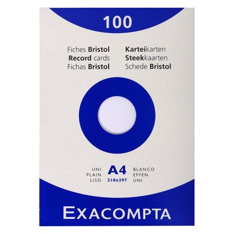 FICHE BRISTOL 297 X 210 MM UNIE BLANCHE NON PERFORÉE EXACOMPTA - BOÎTE DE 100
