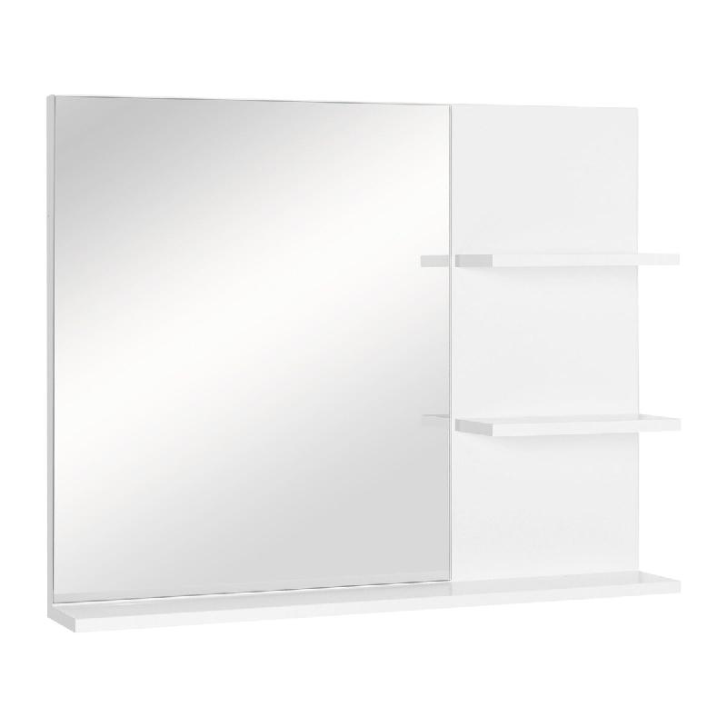 Helloshop26 - Armoire miroir murale salle de bain 60 x 10 x 48 cm rangement 3 étagères montage facile contemporain épuré en MDF 21_0001857 - Bois_0