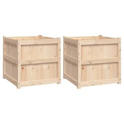 Helloshop26 - Jardinière bac lit surélevé plantes fleurs jardin terrasses lot de 2 bois de pin massif marron 02_0039046 - 3000218001704_0