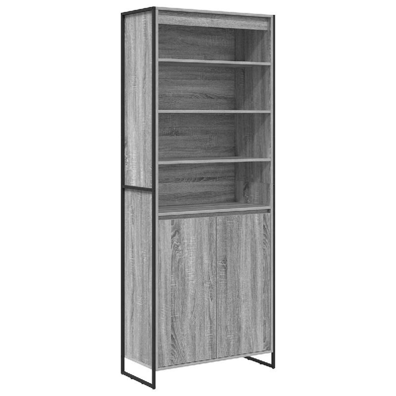 Helloshop26 - Lot de 2 armoires hautes modernes rectangulaires avec porte 79 x 36 x 200 cm en bois d'ingénierie gris sonoma 02_0056106 - gris Bois ma_0