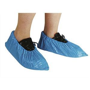 Lot de 100 sur-chaussures imperméables en polyéthylène - taille unique - ourlet cheville - bleues_0
