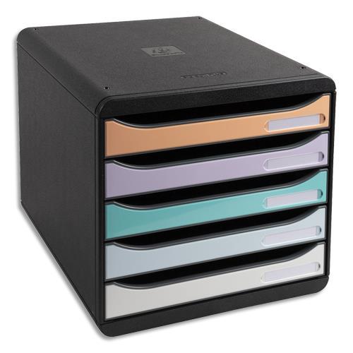 MODULE DE CLASSEMENT EXACOMPTA BIG BOX + AQUAREL 5 TIROIRS - DIM (LXHXP) : 27,8X27,1X34,7 CM - NOIR/PASTEL