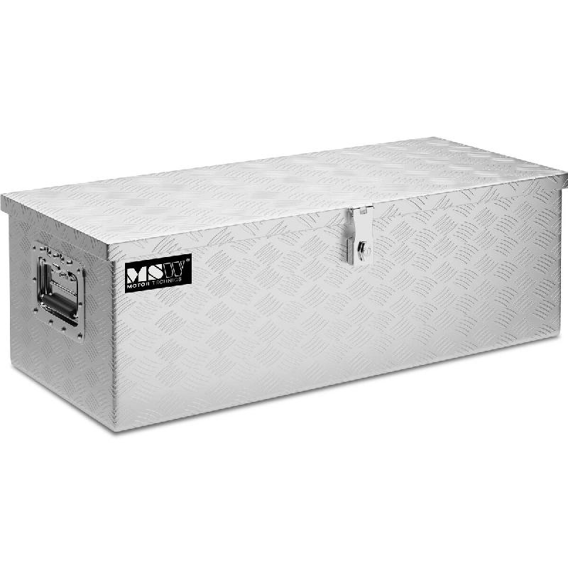 MSW - MSW Coffre De Rangement Aluminium Damier Malle De Transport MSW-ATB-765 (56 litres, 76.5 x 35.5 x 25.5 cm, Charnières Et Poignées - 4250928699_0