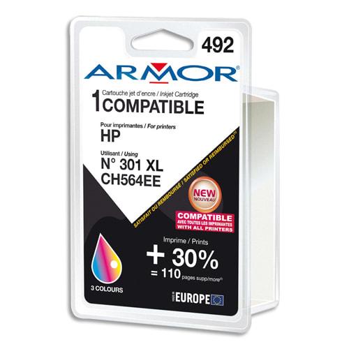 Armor cartouche compatible jet d'encre 3 couleurs - cyan, magenta, jaune - HP 301XL - haute capacité - remanufacturée OWA_0