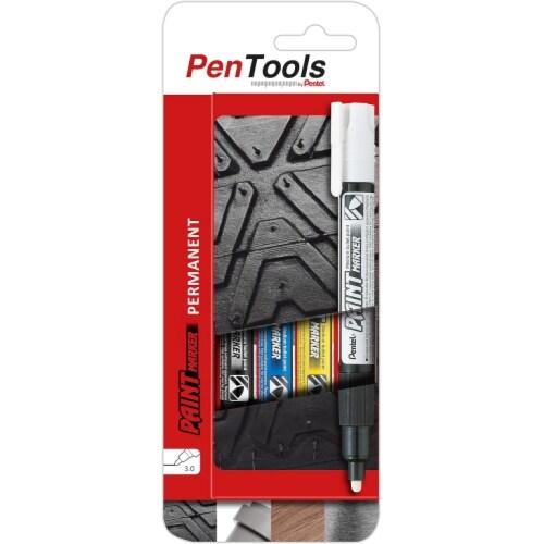 PenTools by Pentel MMP20 Lot de 4 marqueurs permanents MMP20 - Encre laquée pour des marques durables et résistantes à l'abrasion - Pointe ogive (t_0