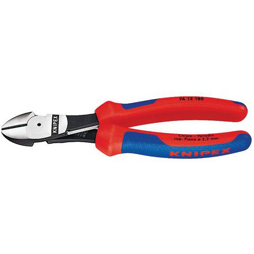 PINCE COUPANTE DE CÔTÉ DÉMULTIPLIÉE 180MM - AVEC RESSORT - BI-MATIÈRE - KNIPEX