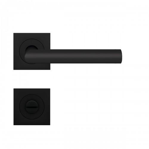 POIGNÉES DE PORTE SUR ROSACES CARRÉES SÉRIE ER 28 RHODOS - NOIR MAT - À CONDAMNATION KARCHER DESIGN