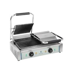 Royal Catering - Royal Catering Machine à Panini Burger Nervurée RCKG-3600-G (2x1.800W, 230V, supérieur plaque de cuisson 21,4x21,4cm, inférieur -_0