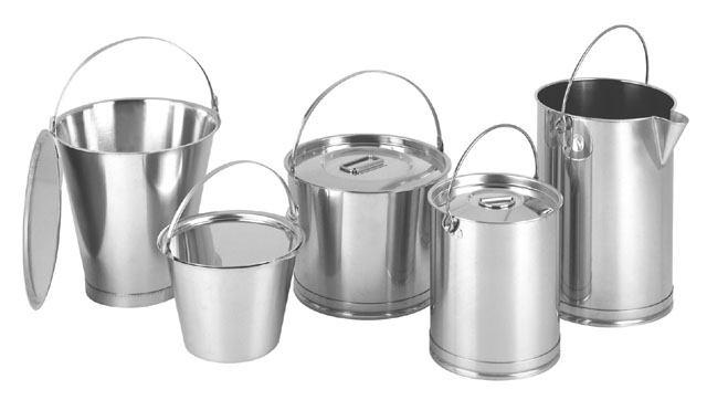 Seau inox de qualité supérieure - 304 ou 316 - Forme conique ou cylindrique - Avec ou sans bec verseur et graduation_0