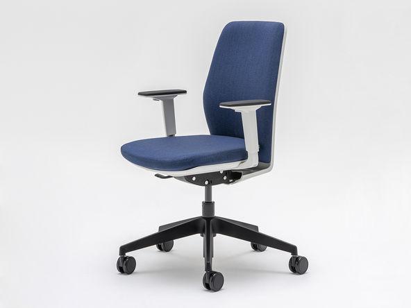 Siège de bureau EVO avec dossier et assise tissu, support lombaire et accoudoirs_0