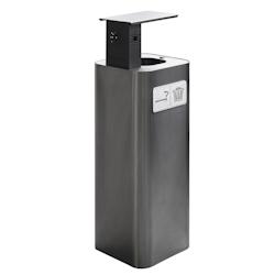Stil Casa, conteneur avec cendrier, acier inox, 30x30xH102 cm, couvercle supérieur, pictogramme alu, 60 L, brillant. - argenté inox PU60A-TP_0