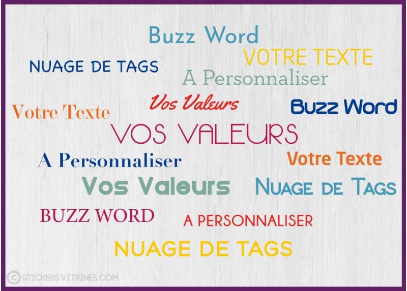 Sv731 - Adhésif pour vitrine - Sticker vitrophanie Buzzword coloré - Dimensions 93 x 57 cm_0