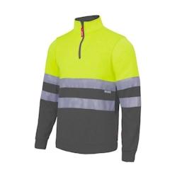 Sweat col zippé bicolore haute visibilité VELILLA jaune|gris T.M Velilla - M polyester 8434455551794_0