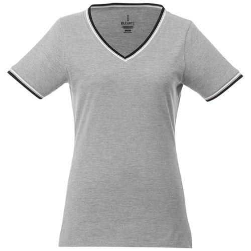 T-shirt maille piquée manches courtes femme Elbert - col V - 100% coton - Maille 180 g/m²_0