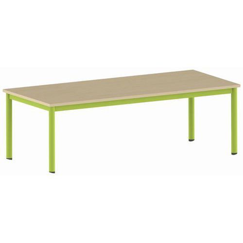 TABLE CARÉLIE 180 X 80 MOBILE T3 STRAT HÊTRE MIEL- VERT 1864 - MOBIDECOR