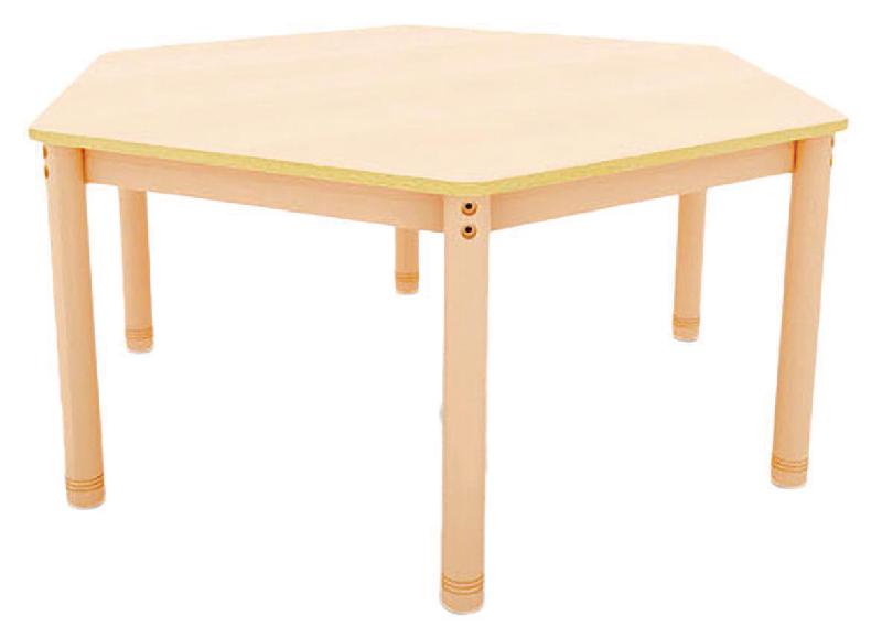 TABLE CLASSIK HEXAGONALE RÉGLABLE T0 À T3 - HÊTRE/HÊTRE - MANUTAN COLLECTIVITÉS