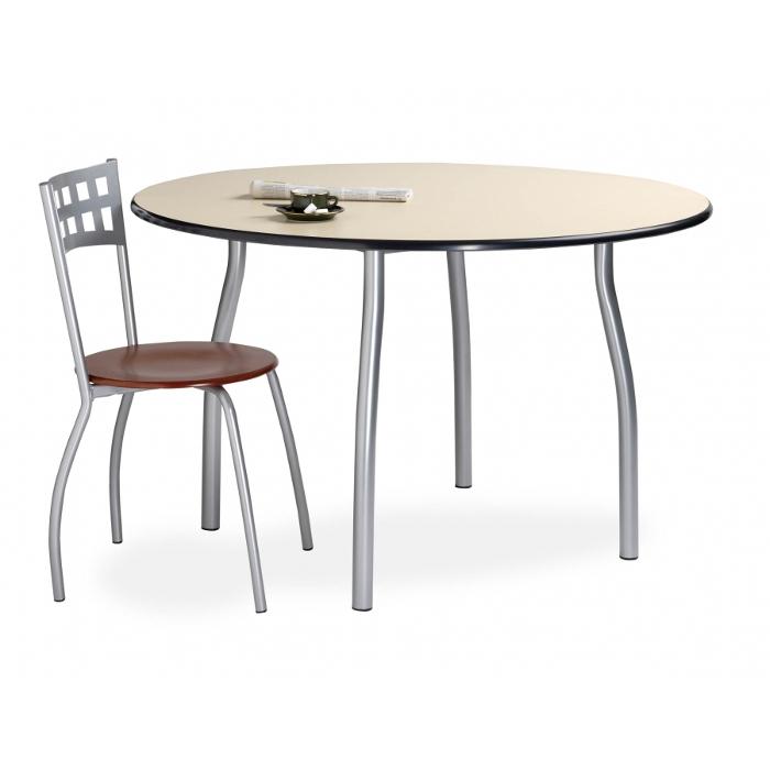Table de cafétéria ronde - Plateau gris - Diamètre 120 cm - Chants polyuréthane - Marque Rolléco_0