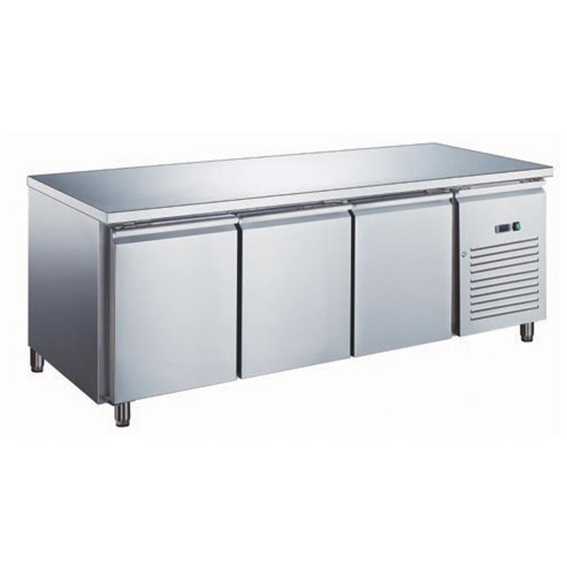 Table réfrigérée sans dosseret inox négative avec évaporateur ventilé 3 portes 417 litres - GN3101BTX_0