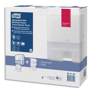 Tork Pack H2 Xpress Starter - Distributeur Mini Essuie-Mains + Recharge Interfoliés Doux Advanced 2 Plis en Z_0