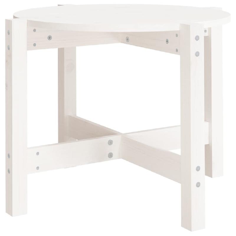 VidaXL Table basse Blanc Ø 62,5x45 cm Bois massif de pin Modèle Terrasse Sigma Plus - 822303_0