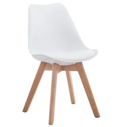 Décoshop26 - Chaise de salle à manger x1  design scandinave en PVC et plastique blanc et piètement à 4 pieds en bois clair 10_0003270 - blanc 3000_0