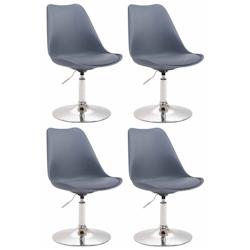 Décoshop26 - Lot de 4 chaises de salle à manger pivontante hauteur réglable en plastique gris et pied trompette métal aspect chromé 10_0001821 -_0