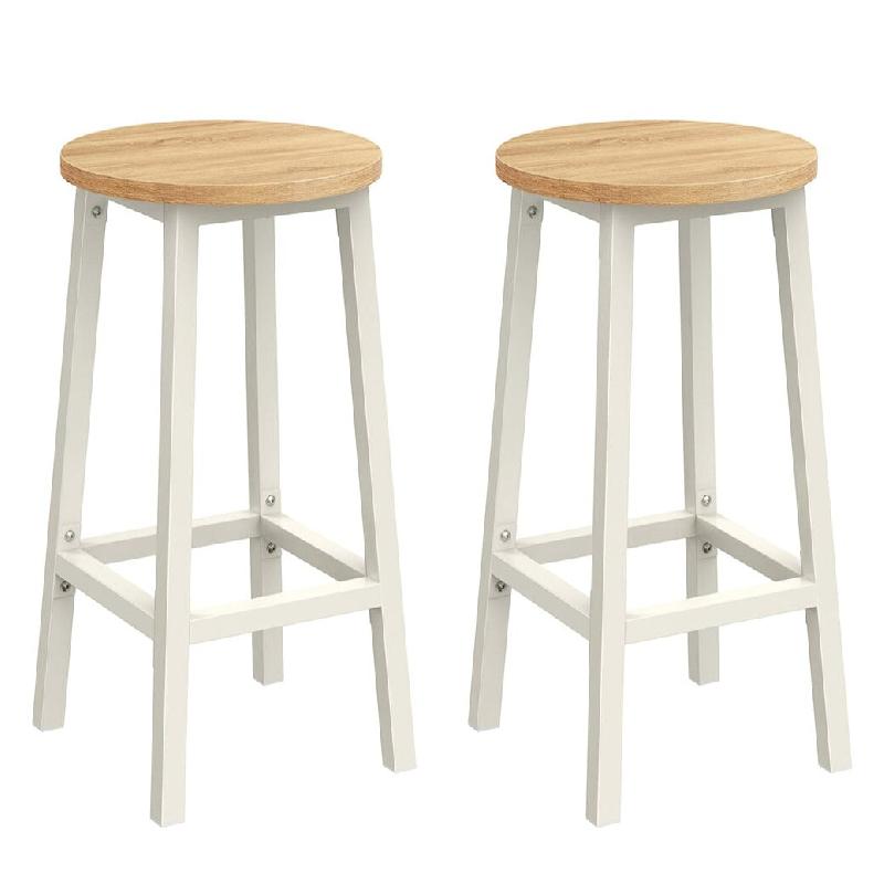 Helloshop26 - Tabourets hauts lot de 2 chaises de bar siège de cuisine cadre en acier hauteur 65 cm montage facile style industriel 12_0007761 - mét_0