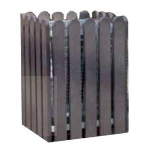 Poubelle urbaine écologique carrée - plastique 100% recyclé - imitation bois - 50L_0