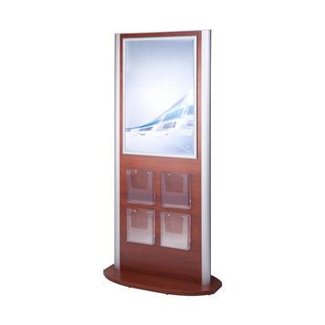 Présentoir porte-brochures sur pied 'Wood' - double face - format A1 - bois et aluminium anodisé argent_0