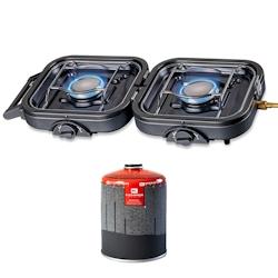 Réchaud gaz 2 feux 4600W pliable + Cartouche de gaz KEMPER - noir 3701599315212_0