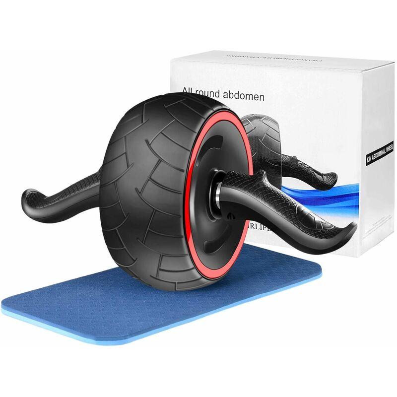 Roue Abdominale Relaxdays Avec 5 Roulettes Et Tapis Genoux - Accessoire Fitness Maison Noir/Rouge