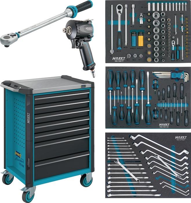 Servante d'atelier HAZET 179NX-7 - 7 tiroirs, 137 outils, capacité 450 kg, dimensions 785x518x1020 mm_0