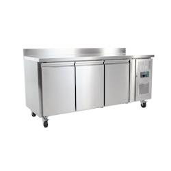 Table Réfrigérée Positive Inox 3 Portes GN 1/1 avec Dosseret - Froid Ventilé, 417L - Polar Série U - DL915_0