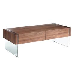 AC ANGEL CERDA Angel Cerdá Table basse rectangulaire en noyer et verre trempé 2050C 127 x 59 x 41 - marron Bois manufacturé 8435631002185_0