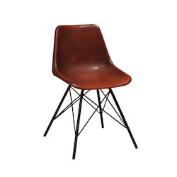 Antic Line Créations Chaise assise cuir cognac L49 x P35 x H78 - marron cuir CS1065_0