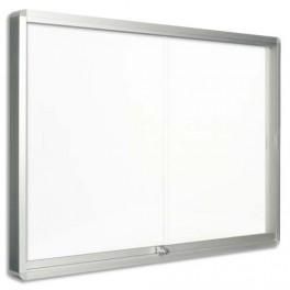 BISILQUE VITRINE D'INTÉRIEUR BI-OFFICE PORTE COULISSANTE MAGNÉTIQUE 12 X A4 COLORIS BLANC