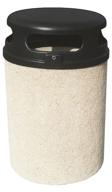 Borne de propreté ronde en béton armé - article 592 - Couvercle à charnière avec clé anti-vandalisme_1