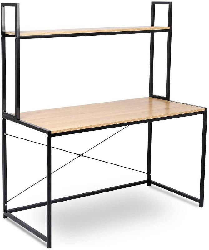 Bureau droit adulte avec étagère - design pratique - 120 cm - couleur chêne clair - 19_0000007_0